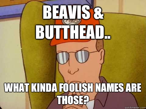 Beavis & Butthead.. What kinda foolish names are those?  Dale Gribble