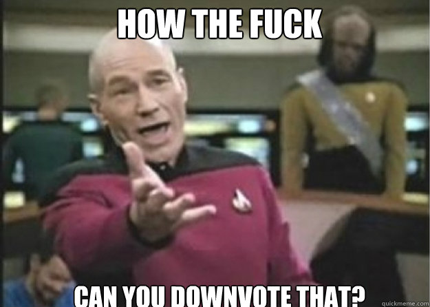 HOW THE FUCK CAN YOU DOWNVOTE THAT?  Annoyed Pichard
