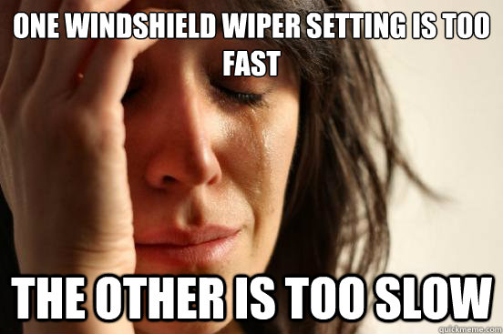 One windshield wiper setting is too fast the other is too slow - One windshield wiper setting is too fast the other is too slow  First World Problems