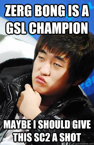 zerg bong is a GSL champion Maybe i should give this sc2 a shot  