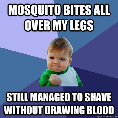Mosquito bites all over my legs Still managed to shave without drawing blood  Success Kid