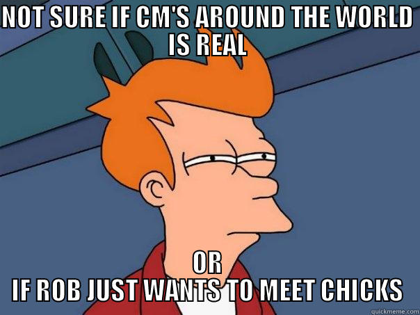 NOT SURE IF CM'S AROUND THE WORLD IS REAL OR IF ROB JUST WANTS TO MEET CHICKS Futurama Fry