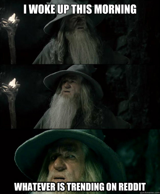 i woke up this morning whatever is trending on reddit  Confused Gandalf