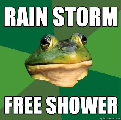 Rain Storm free shower  Foul Bachelor Frog