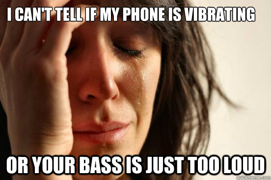 I can't tell if my phone is vibrating Or your bass is just too loud  First World Problems