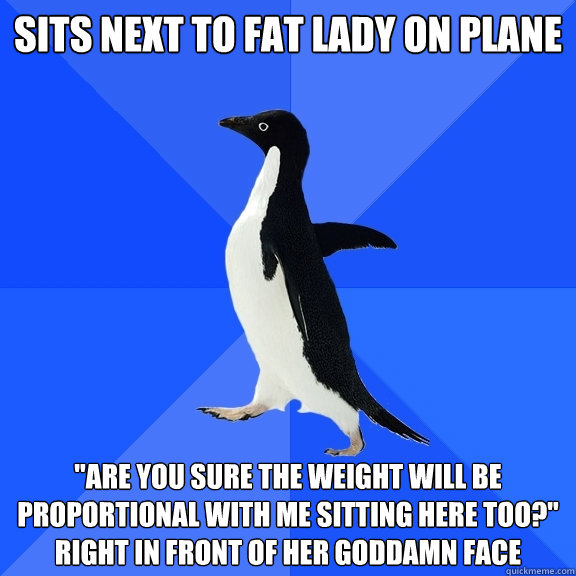 sits next to fat lady on plane 