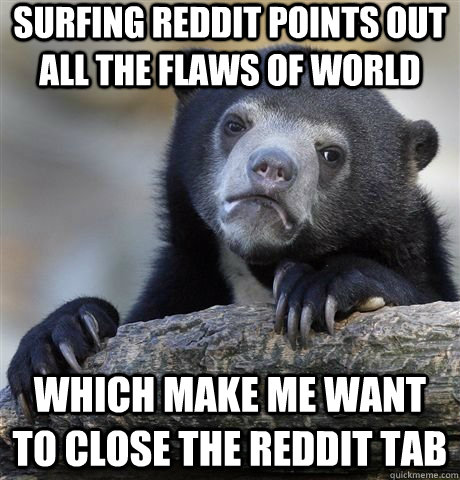 Surfing reddit points out all the flaws of world which make me want to close the reddit tab  German Bear Confession