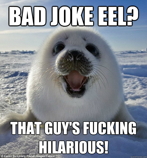 Bad Joke eel? That guy's fucking hilarious!  Easily Pleased Seal