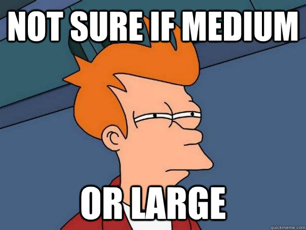 Not sure if medium Or large  Futurama Fry
