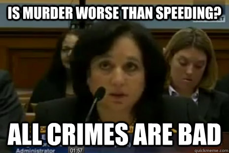 Is Murder worse than speeding? All crimes are bad  