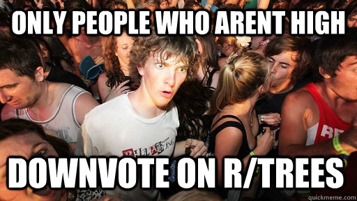 Only people who arent high downvote on r/trees  Sudden Clarity Clarence
