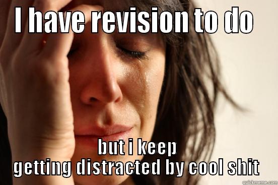 I HAVE REVISION TO DO  BUT I KEEP GETTING DISTRACTED BY COOL SHIT  First World Problems
