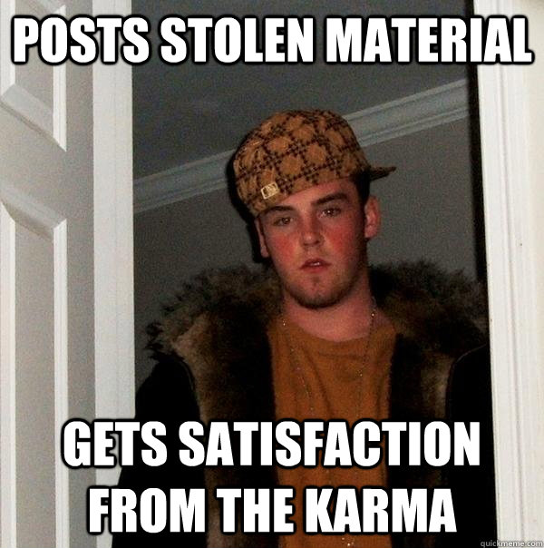 posts stolen material gets satisfaction from the karma  Scumbag Steve