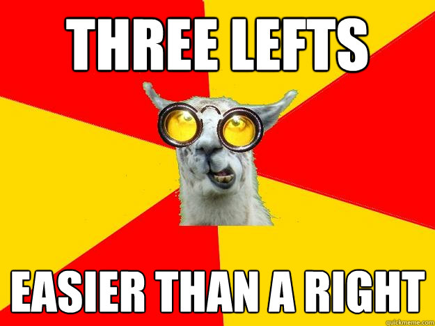 three lefts easier than a right  Learner Driver Llama
