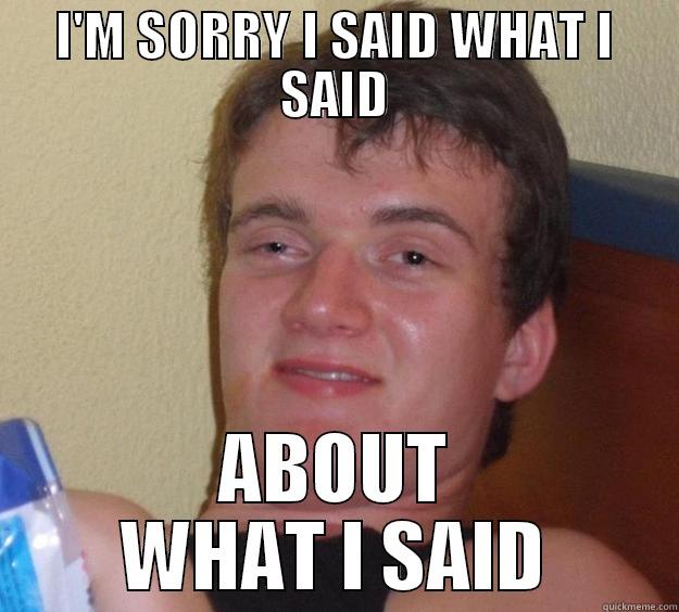 I'M SORRY I SAID WHAT I SAID ABOUT WHAT I SAID 10 Guy