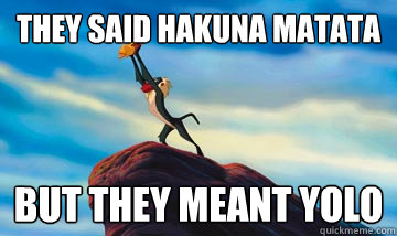 they said hakuna matata but they meant yolo - they said hakuna matata but they meant yolo  Yolo