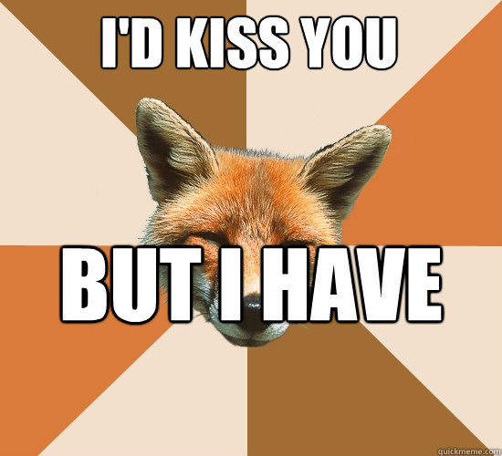 I'd kiss you But I have rabies.  Condescending Fox