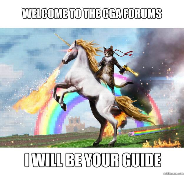 Welcome to the CGA forums I will be your guide  