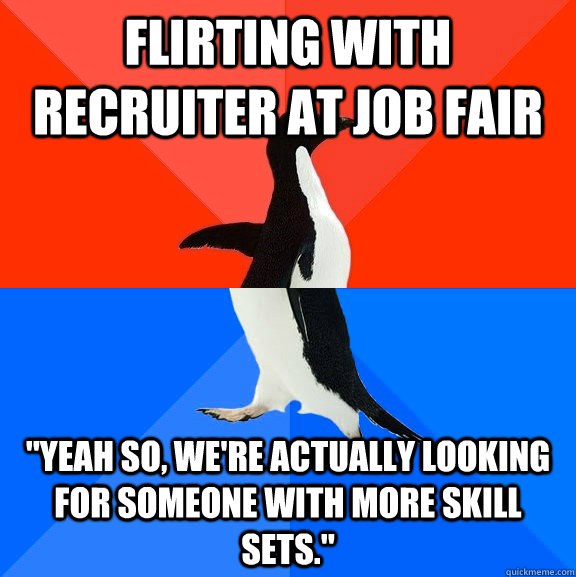 Flirting with recruiter at job fair 