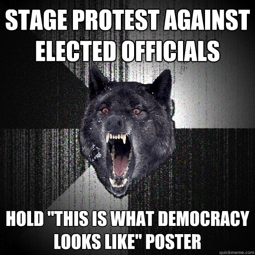 Stage protest against elected officials hold 