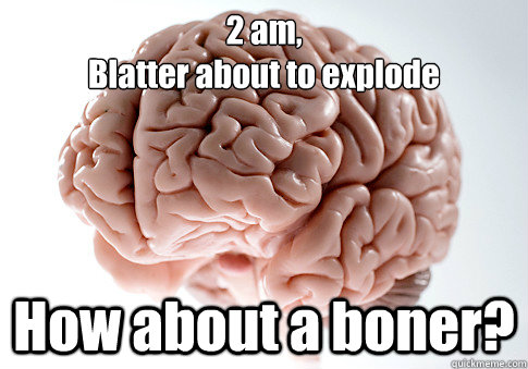2 am,
Blatter about to explode How about a boner?  Scumbag Brain