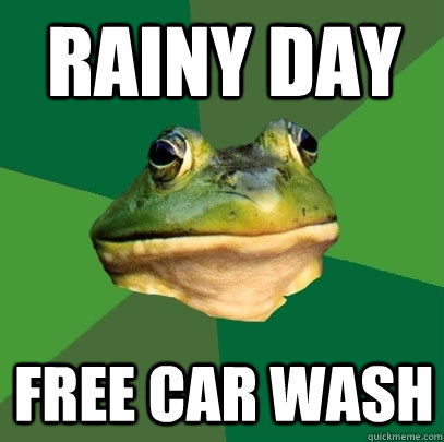 Rainy DAY fREE CAR WASH  Foul Bachelor Frog