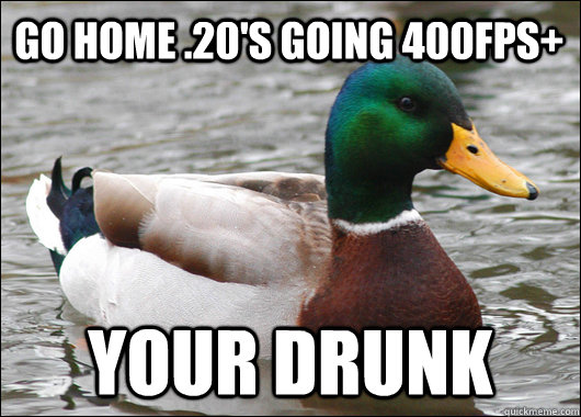 Go home .20's going 400FPS+ Your drunk  Actual Advice Mallard