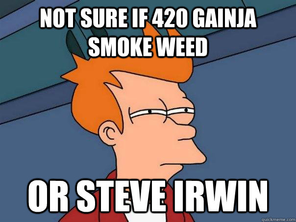 Not sure if 420 gainja smoke weed Or Steve Irwin  Futurama Fry