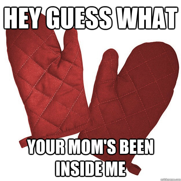 Hey guess what your mom's been inside me - Hey guess what your mom's been inside me  Hipster oven mitts