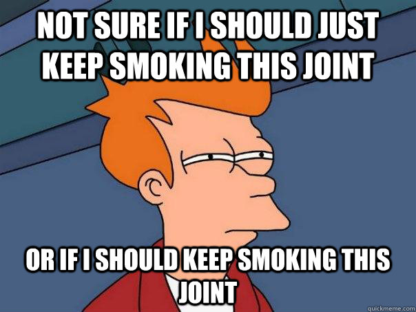 not sure if i should just keep smoking this joint or if i should keep smoking this joint   Futurama Fry