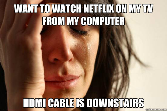 Want to watch netflix on my tv from my computer hdmi cable is downstairs  First World Problems