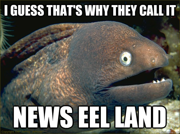 I guess that's why they call it News Eel Land  Bad Joke Eel