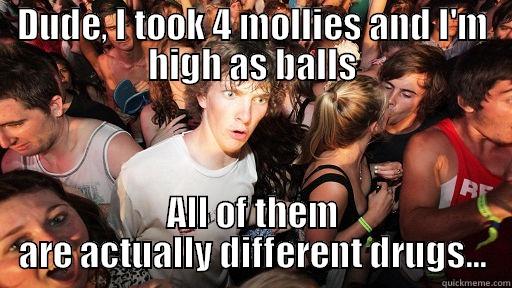 DUDE, I TOOK 4 MOLLIES AND I'M HIGH AS BALLS ALL OF THEM ARE ACTUALLY DIFFERENT DRUGS... Sudden Clarity Clarence