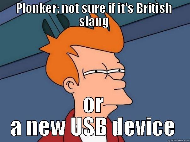 PLONKER: NOT SURE IF IT'S BRITISH SLANG OR A NEW USB DEVICE Futurama Fry