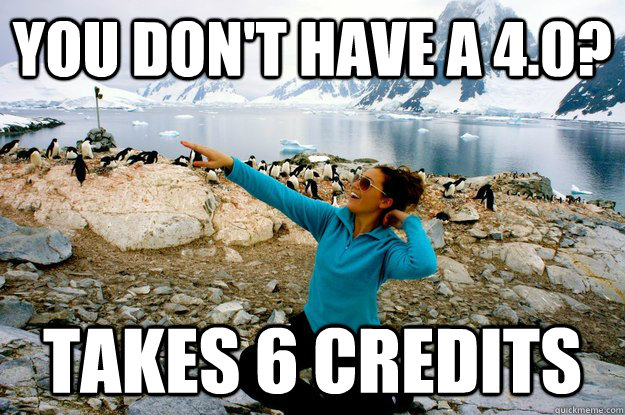 You don't have a 4.0? Takes 6 credits - You don't have a 4.0? Takes 6 credits  Entitlement Girl