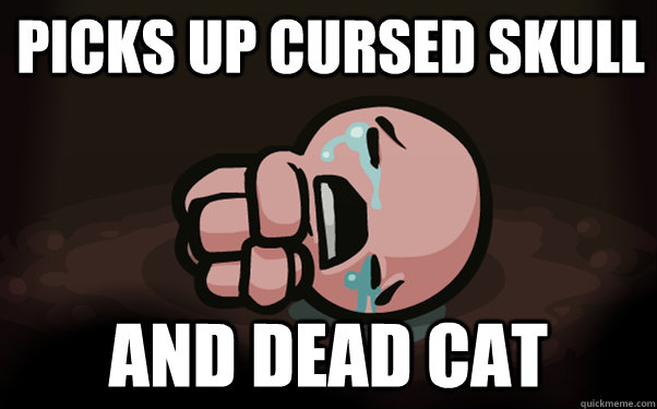 Picks up cursed skull And dead cat - Picks up cursed skull And dead cat  The Binding of Isaac