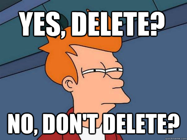 Yes, Delete? No, Don't Delete?  Futurama Fry