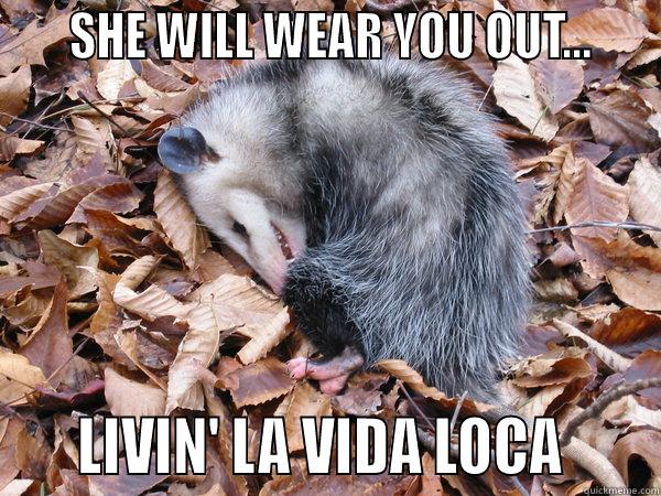     SHE WILL WEAR YOU OUT...        LIVIN' LA VIDA LOCA      Misc