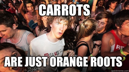 Carrots Are just orange roots  Sudden Clarity Clarence