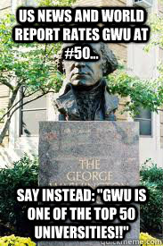 US news and world report rates GWU at #50... say instead: 