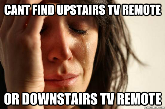 cant find upstairs tv remote or downstairs tv remote  First World Problems