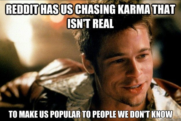 Reddit has us chasing Karma that isn't real to make us popular to people we don't know  Fight Club Karma