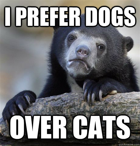 I prefer dogs over cats  Confession Bear