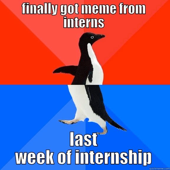 intern meme - FINALLY GOT MEME FROM INTERNS LAST WEEK OF INTERNSHIP Socially Awesome Awkward Penguin