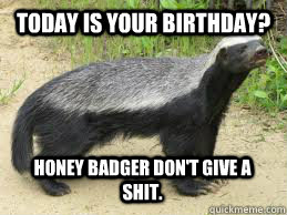 Today is your birthday? Honey badger don't give a shit. - Today is your birthday? Honey badger don't give a shit.  happy birthday adam