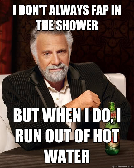 I don't always Fap in the shower But when I do, I run out of hot water  The Most Interesting Man In The World