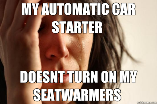 MY AUTOMATIC CAR STARTER  DOESNT TURN ON MY SEATWARMERS  - MY AUTOMATIC CAR STARTER  DOESNT TURN ON MY SEATWARMERS   First World Problems