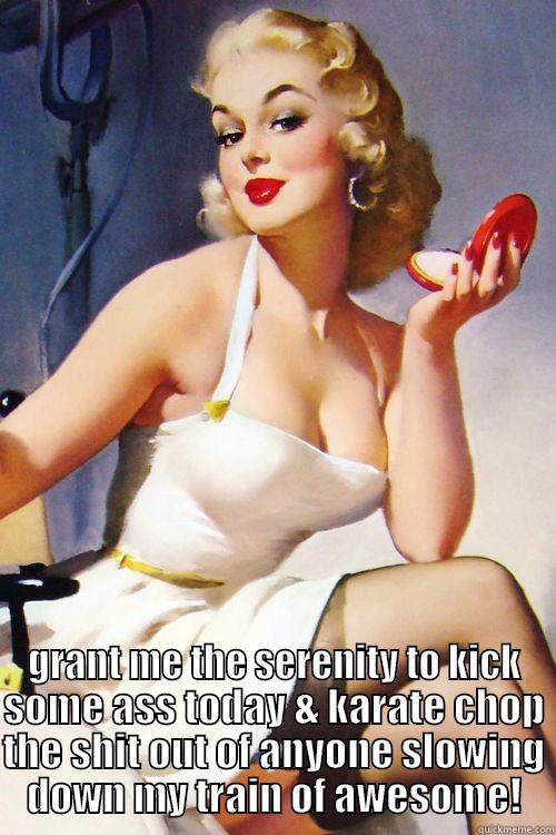  GRANT ME THE SERENITY TO KICK SOME ASS TODAY & KARATE CHOP THE SHIT OUT OF ANYONE SLOWING DOWN MY TRAIN OF AWESOME! Misc