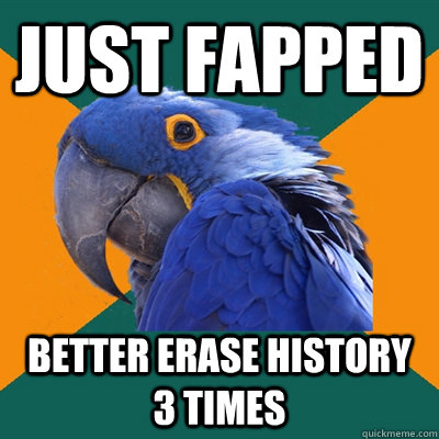 just fapped better erase history 3 times  Paranoid Parrot
