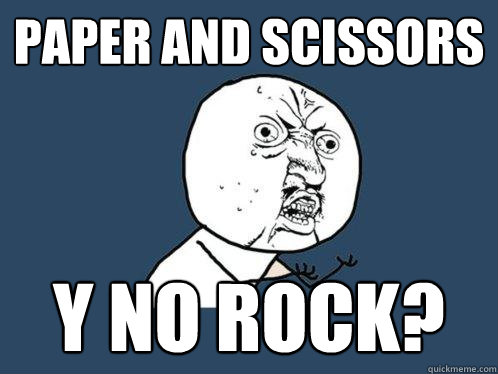 Paper and Scissors y no rock? - Paper and Scissors y no rock?  Y U No
